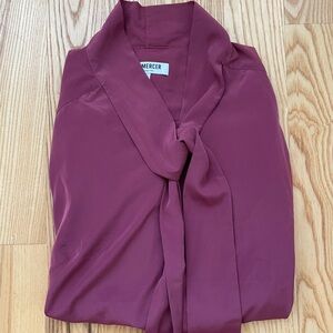 Of Mercer Chrystie Tie Front Top Dusty Rose M
